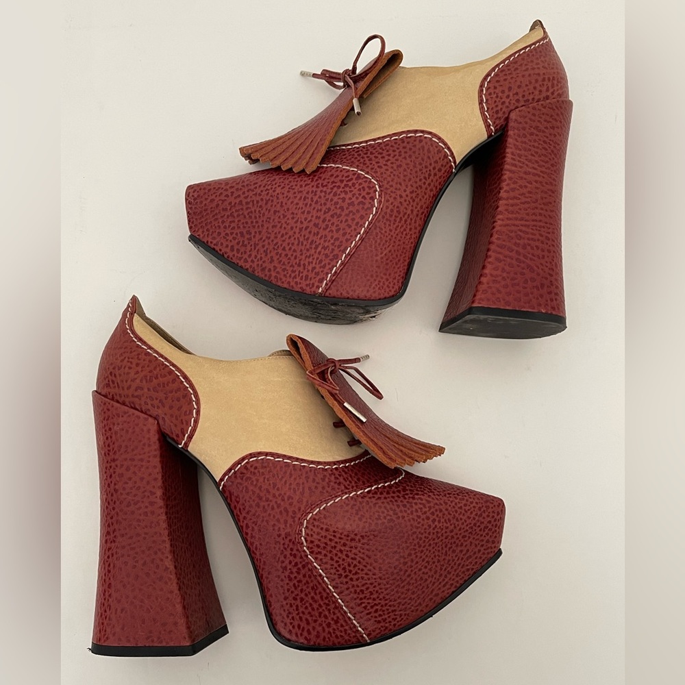 Vivienne Westwood ELEVATED BURGUNDY GRAINY LEATHER IT37 US6.5